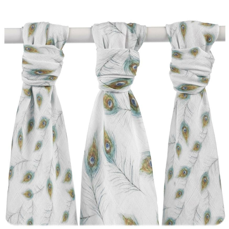 E-shop XKKO BMB Bambusová plienka Digi - Peacock Feathers, 70x70, MIX 3ks