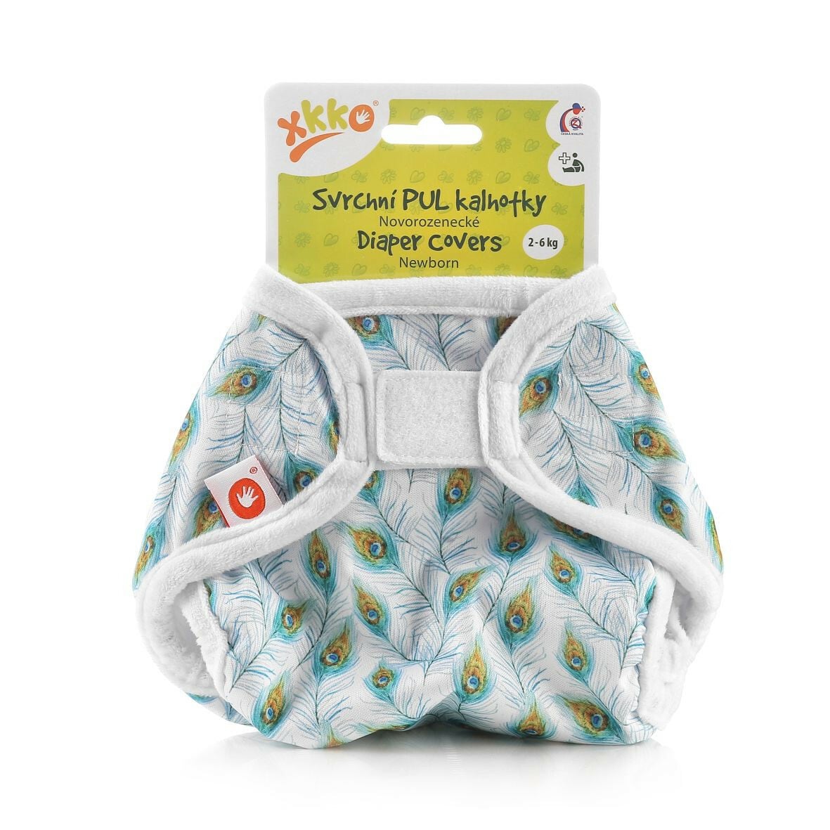 E-shop XKKO Vrchné plienkové nohavičky, Newborn - Peacock Feathers