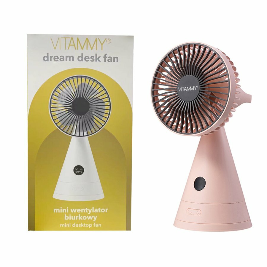 E-shop VITAMMY Dream desk fan, USB mini stolný ventilátor, ružový