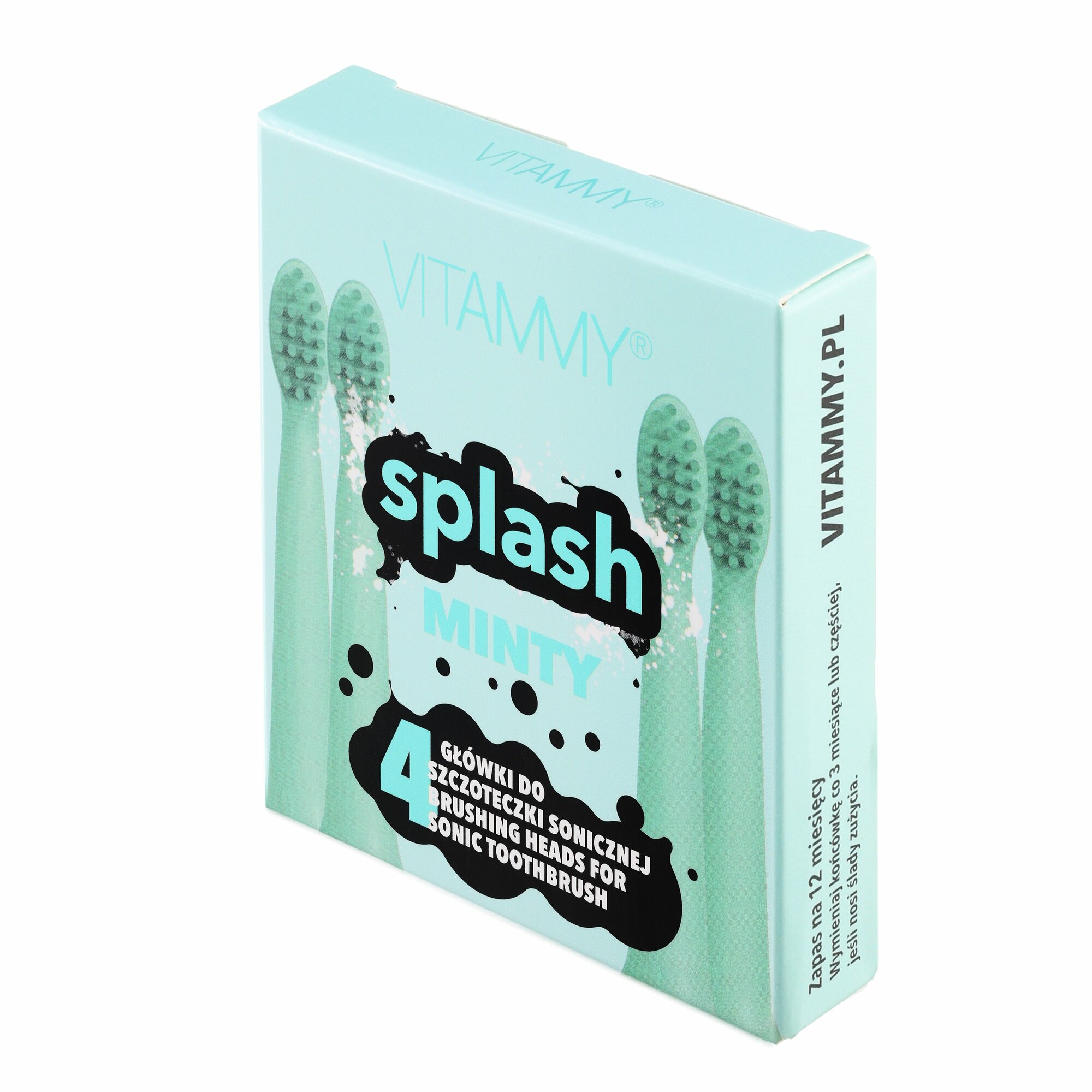 E-shop VITAMMY SPLASH, Náhradné násady na zubné kefky SPLASH, mätová/mint/, 4ks