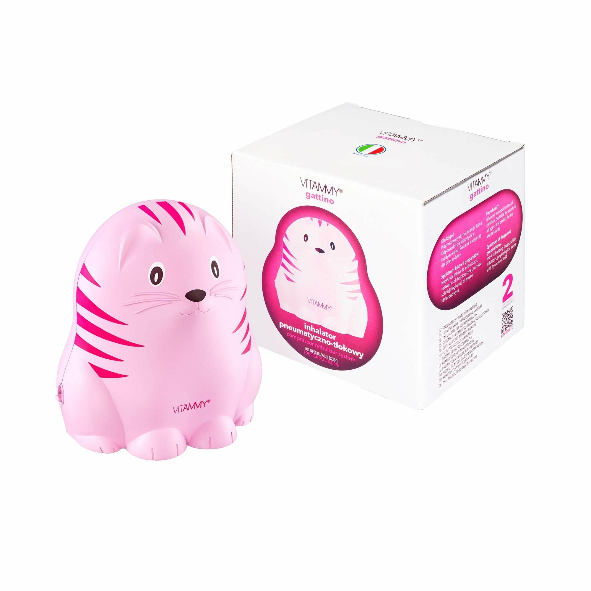 E-shop VITAMMY GATTINO A1503 Detský inhalátor vo veselom tvare mačiatka, ružový