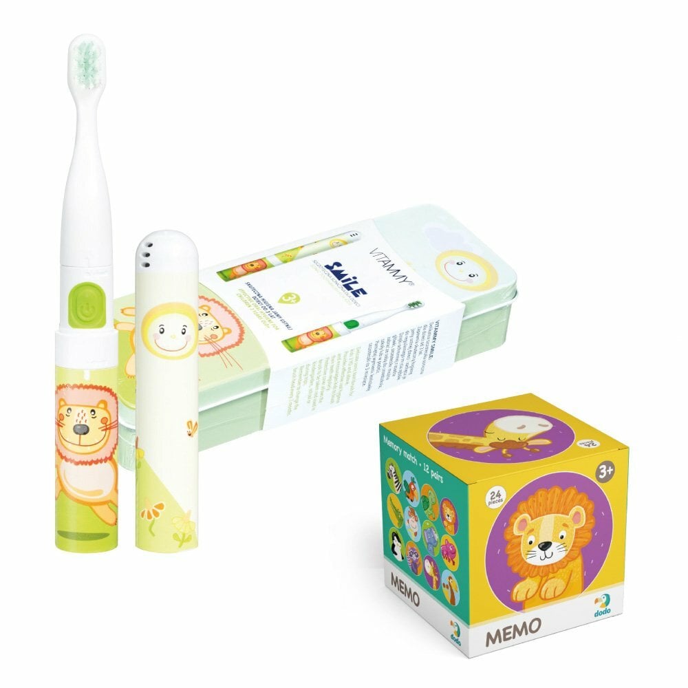 E-shop VITAMMY SMILE detská sonická zubná kefka, Lev + DODO MEMO pexeso, od 3 rokov