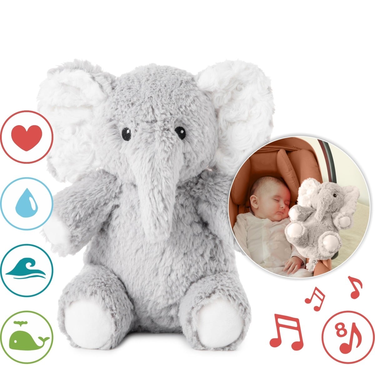 E-shop Cloud b Cloud b® Eli The Elephant On The Go™, Plyšová hračka/Zvieratko s melódiou-Sloník, 0m+