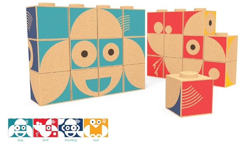 E-shop Elou Ekologické korkové kocky - Puzzle Blocks - 12 ks