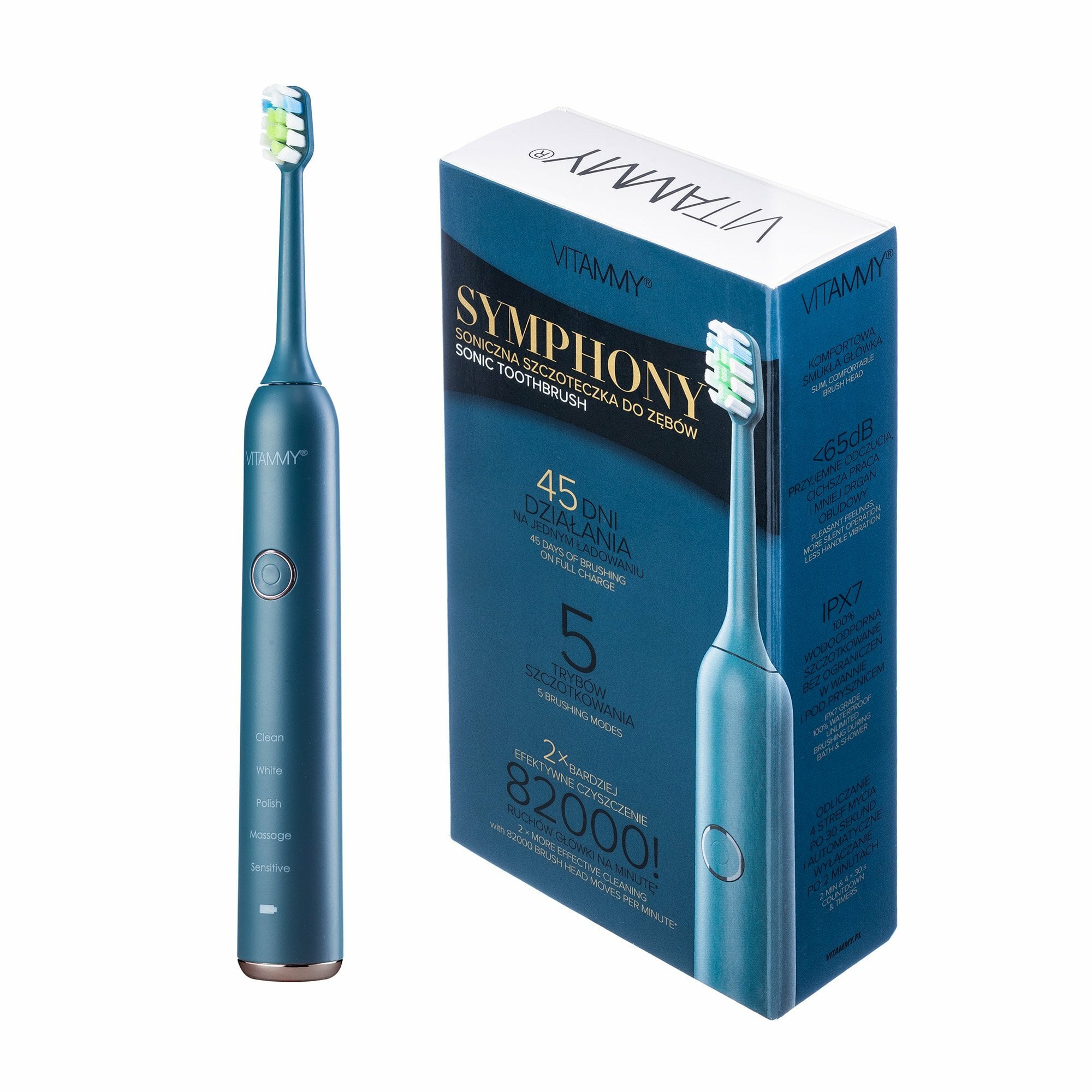 E-shop VITAMMY SYMPHONY Sonická zubná kefka s vysokou vibračnou silou, modrá ocean