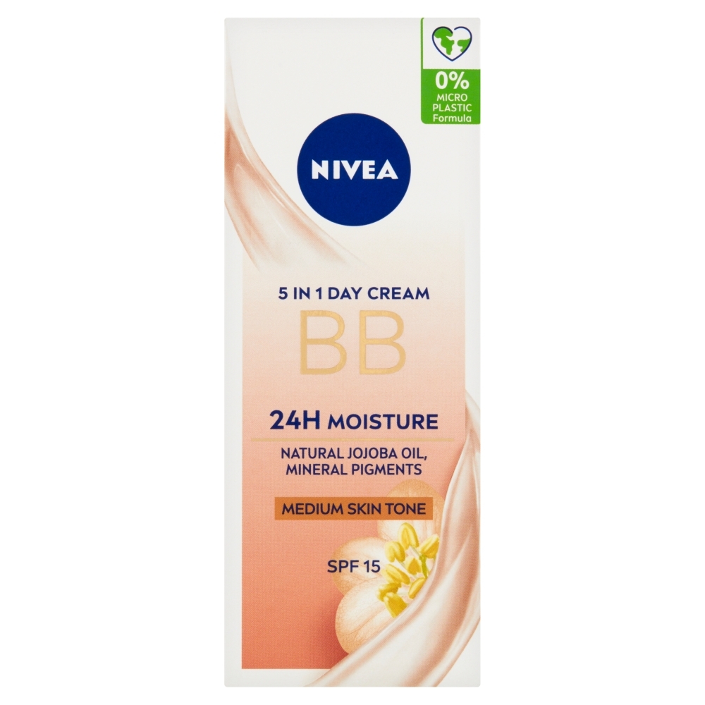 E-shop NIVEA Nivea® Skrášľujúci hydr. denný BB krém 5v1 pre stredný až tmavší odtieň OF15, 50ml