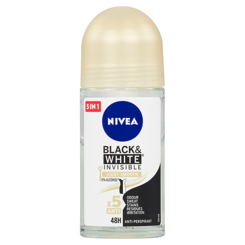 E-shop NIVEA Black & White Invisible Silky Smooth Guľôčkový antiperspirant, 50 ml