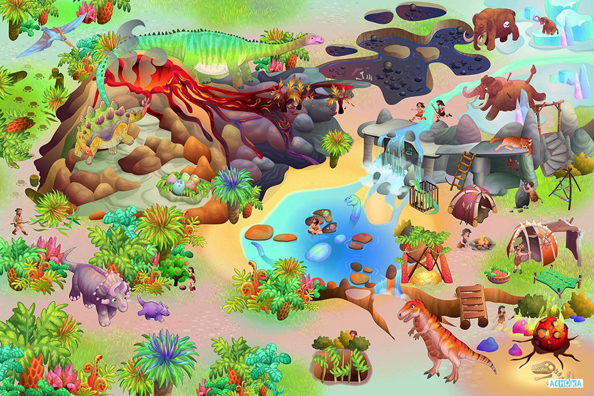 E-shop Marko Latexová podložka s 3D efektom - Park dinosaurov, 100x150