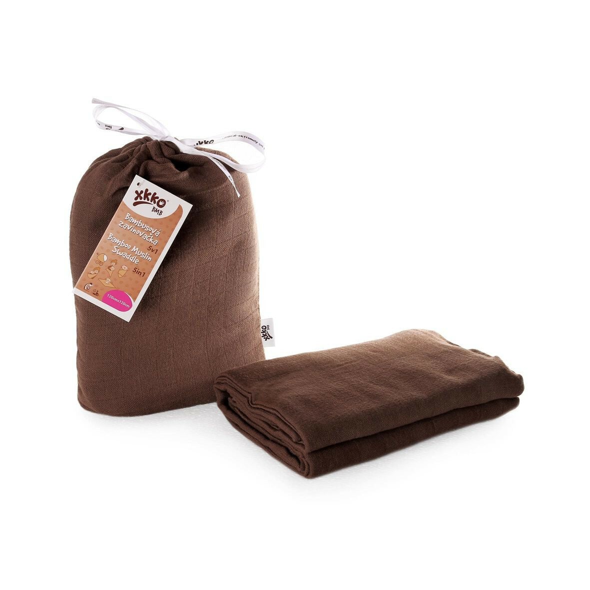 E-shop XKKO BMB zavinovačka - osuška, 120x120 Dark Choco