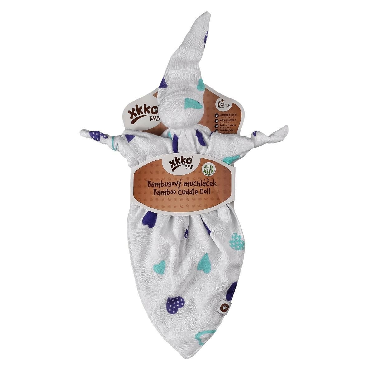 E-shop XKKO Bambusový maznáčik - Ocean Blue Hearts