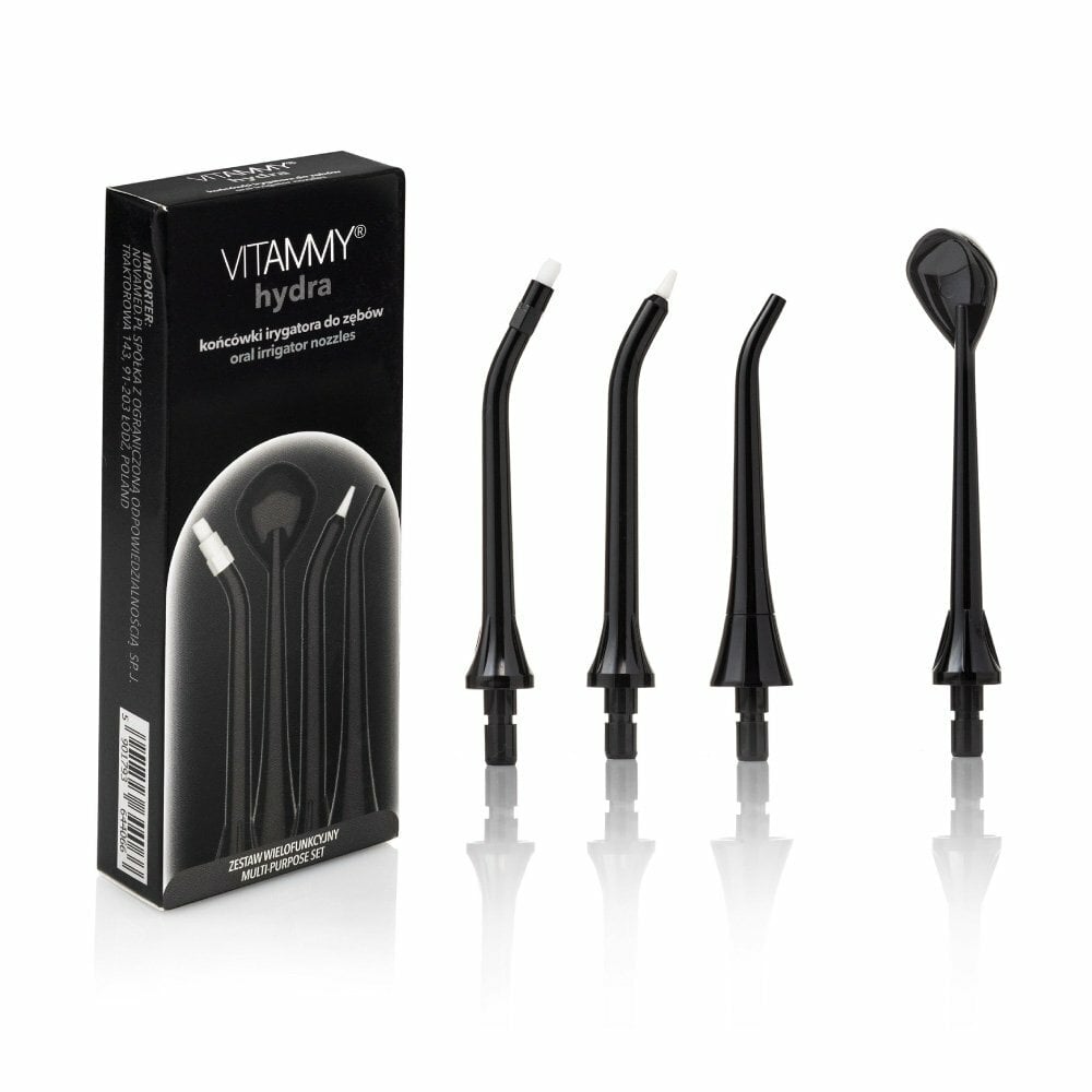 E-shop VITAMMY Hydra Sada multifunkčných náhradných násad na zubnú sprchu, čierna
