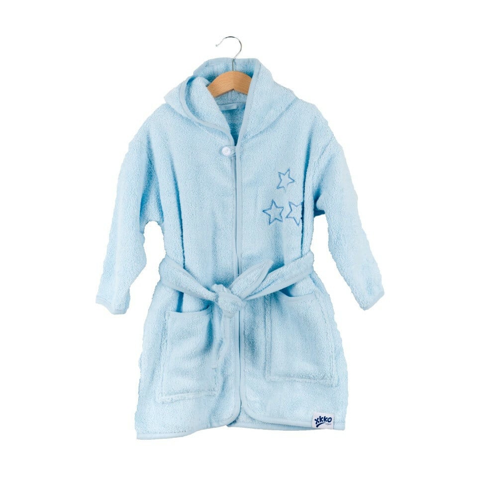 E-shop XKKO BIO Bavlnený župan Organic - Grey Stars, 12-24m, modrý