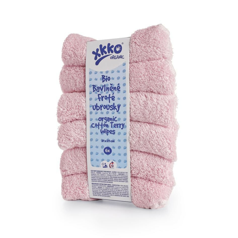E-shop XKKO BIO bavlnené obrúsky Organic, 21x21, ružové