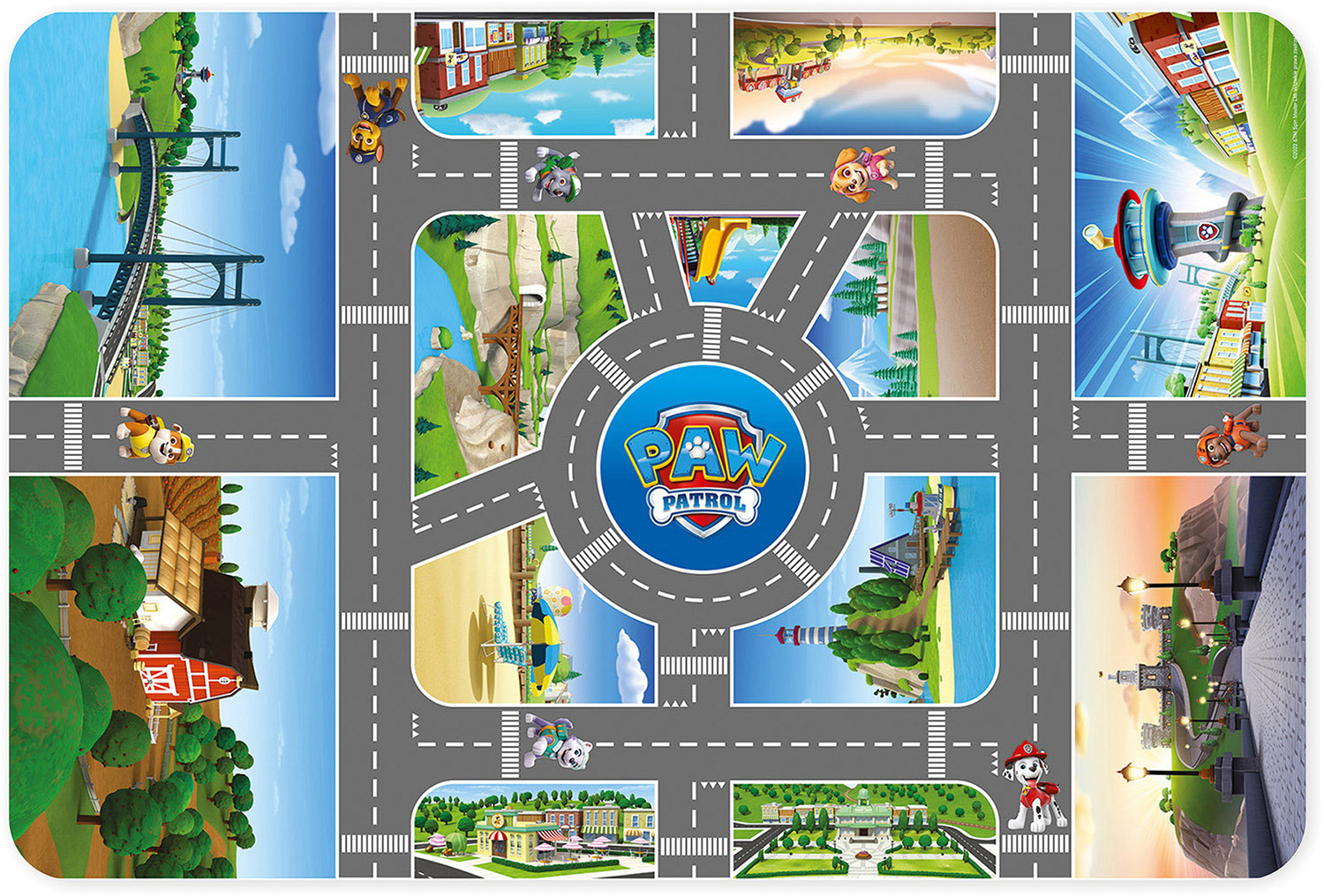 E-shop Nickelodeon Filcová podložka, Paw Patrol, Mestá, 75x112cm