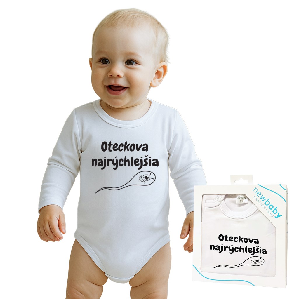 E-shop Body s potlačou New Baby Oteckova najrýchlejšia - darčekové balenie, 86 (12-18m) - 50660