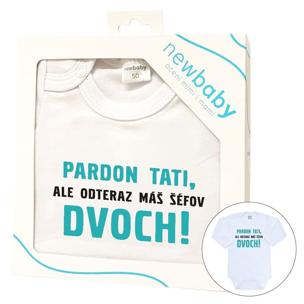 E-shop Body s potlačou New Baby Pardon tati,... máš šéfov dvoch! - darčekové balenie, 56 (0-3m) - 50662