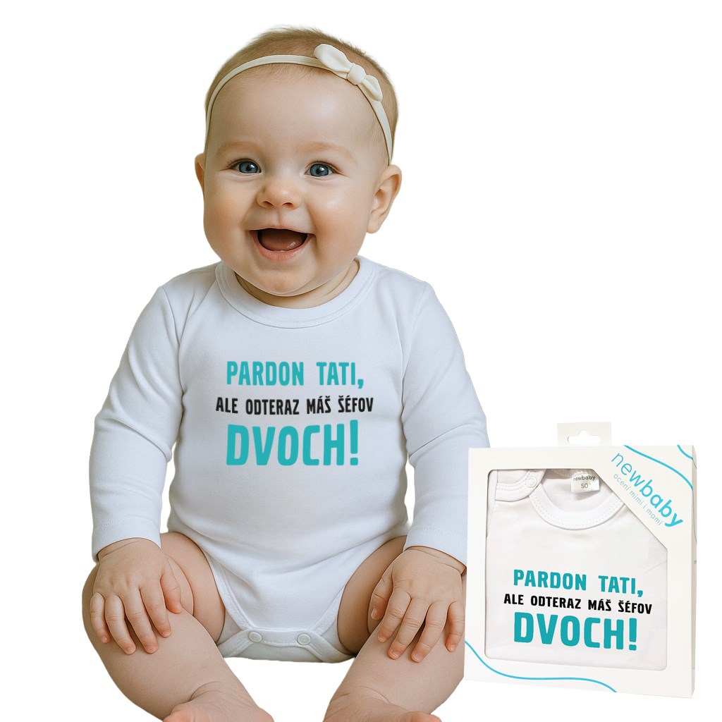 E-shop Body s potlačou New Baby Pardon tati,... máš šéfov dvoch! - darčekové balenie, 86 (12-18m) - 50667