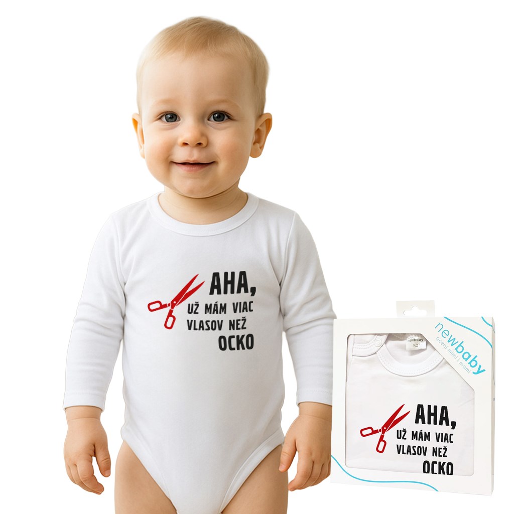 E-shop Body s potlačou New Baby Viac vlasov než ocko - darčekové balenie, 86 (12-18m) - 50688