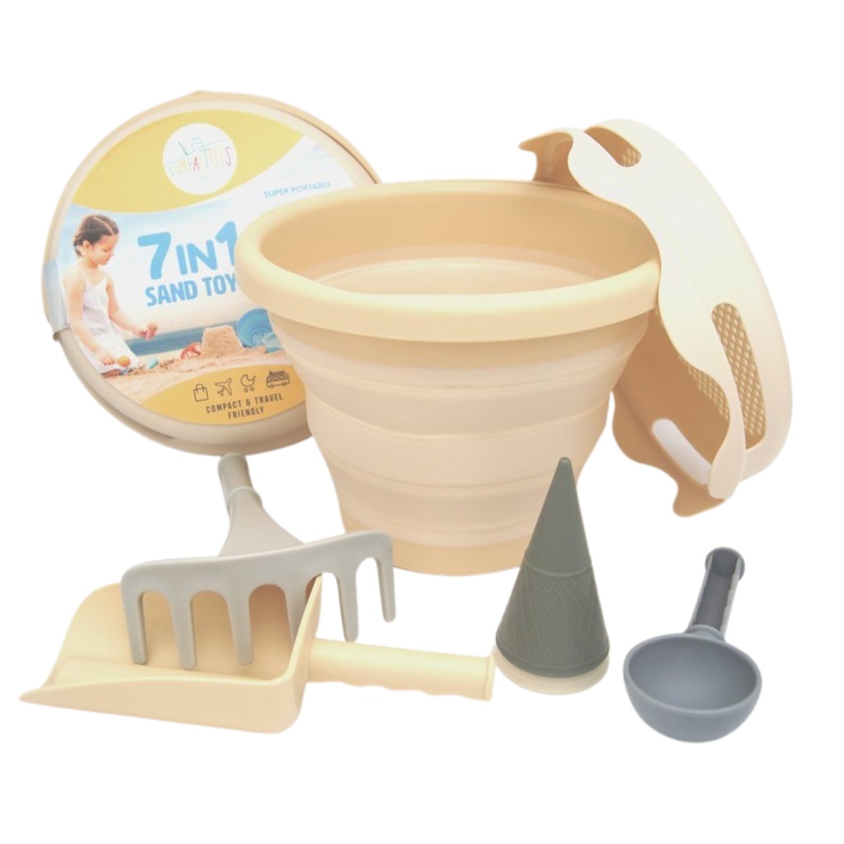 E-shop COMPACTOYS Skladacia sada do piesku 7v1 farba:béžová