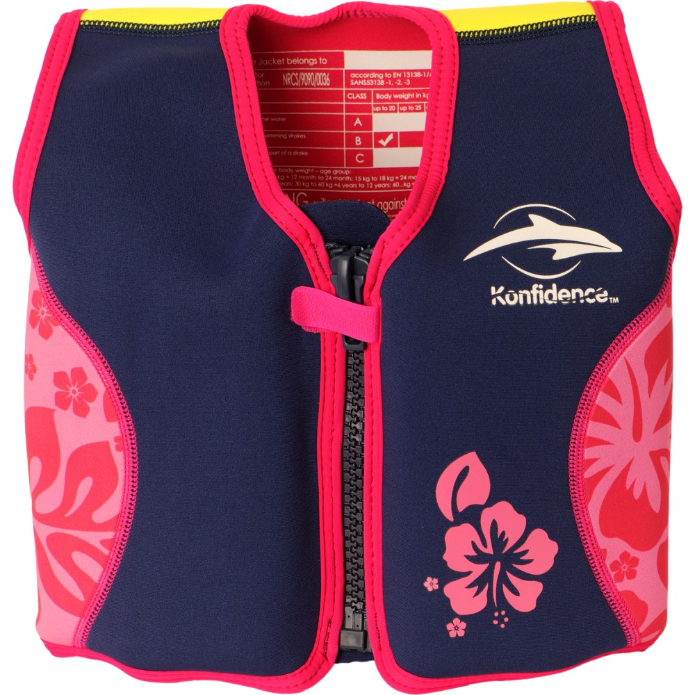 E-shop 306-10 Konfidence Jacket Vesta na učenie plávania Navy Pink Hibiscus 2-3r