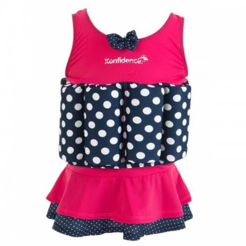 E-shop 307-20 Konfidence Floatsuit Plavky na učenie plávania Navy Polka dot 2-3r