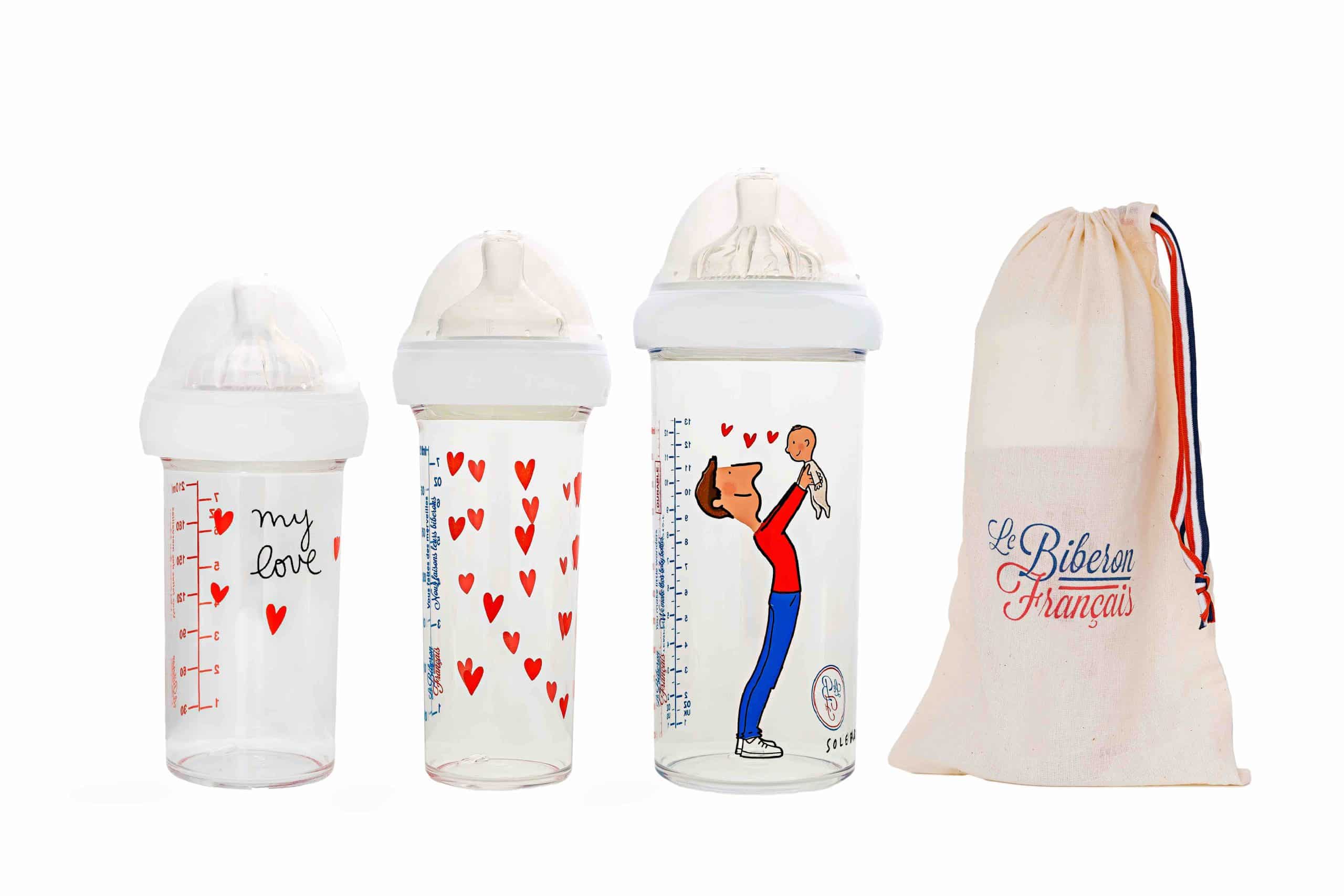 SET 3 DOJČENSKÝCH FLIAŠ LE BIBERON FRANCAIS PAPA BEBÉ BY SOLEDAD, 2x 210 ML, 1x 360 ML, 0+M/ 6+M