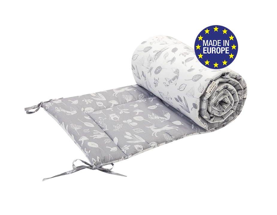 E-shop Bomimi MANTINEL do postieľky 180 cm, LESNÉ ZVIERATKÁ, SIVÁ