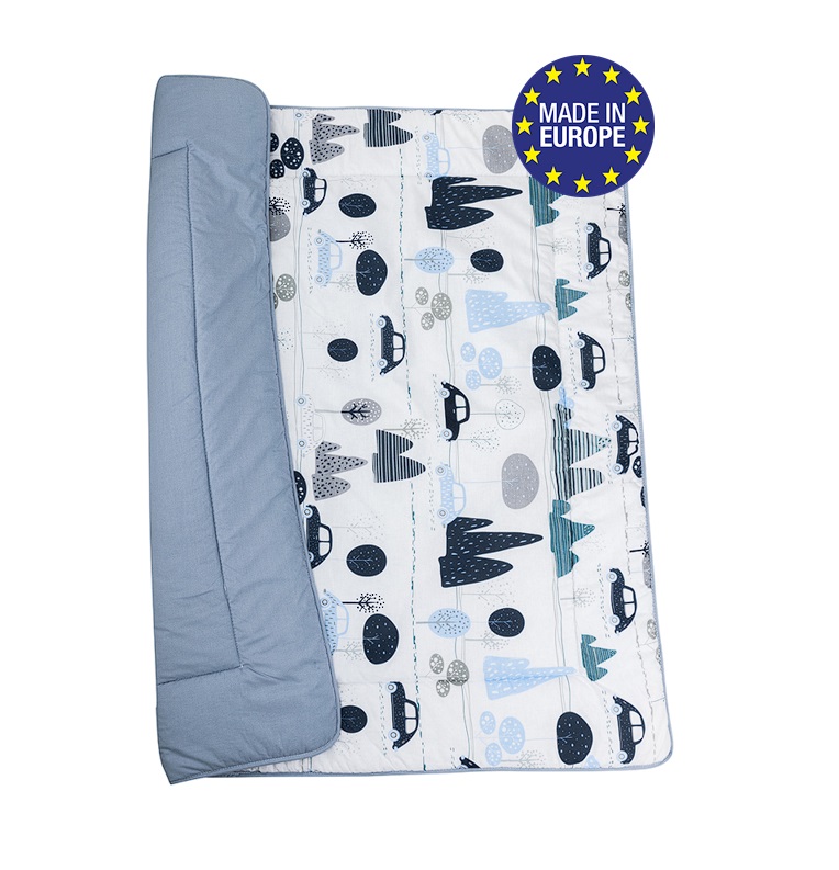 E-shop Bomimi HRACIE deka 120x120, bavlna, obojstranná AUTA, MODRÁ