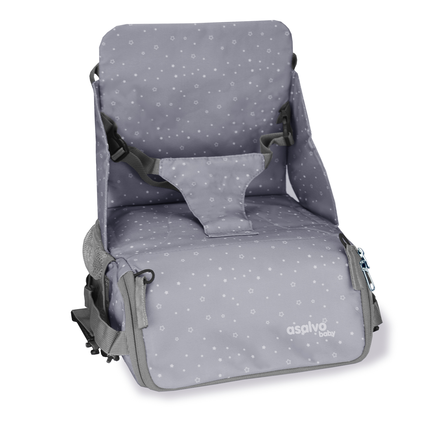 E-shop Asalvo ANYWHERE booster BAG-GO 2v1 (podsedák+taška na kočík), humus grey