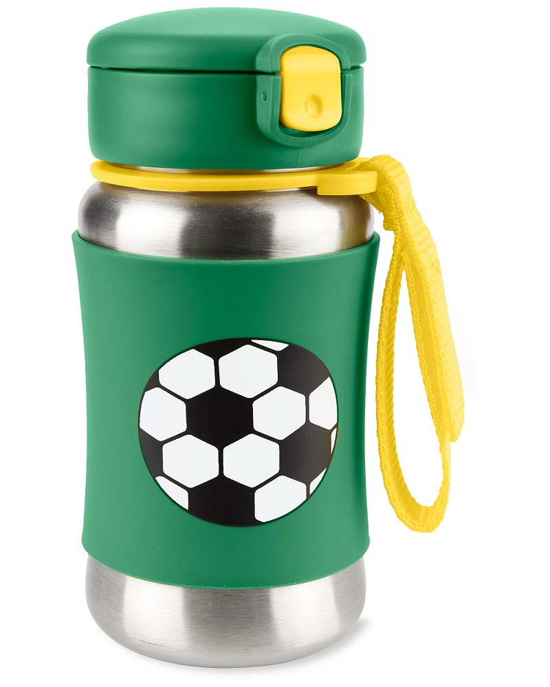 E-shop SKIPHOP SKIP HOP Spark Style Fľaša so slamkou na vodu nerez Futbal 12m+