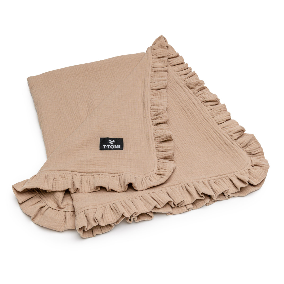 E-shop T-TOMI Mušelínová deka s volánom Beige