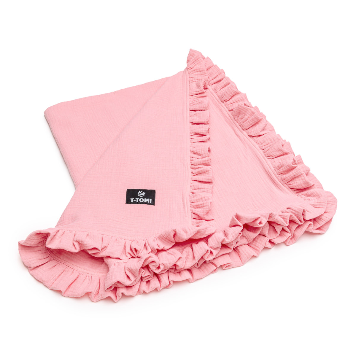 E-shop T-TOMI Mušelínová deka s volánom Pink