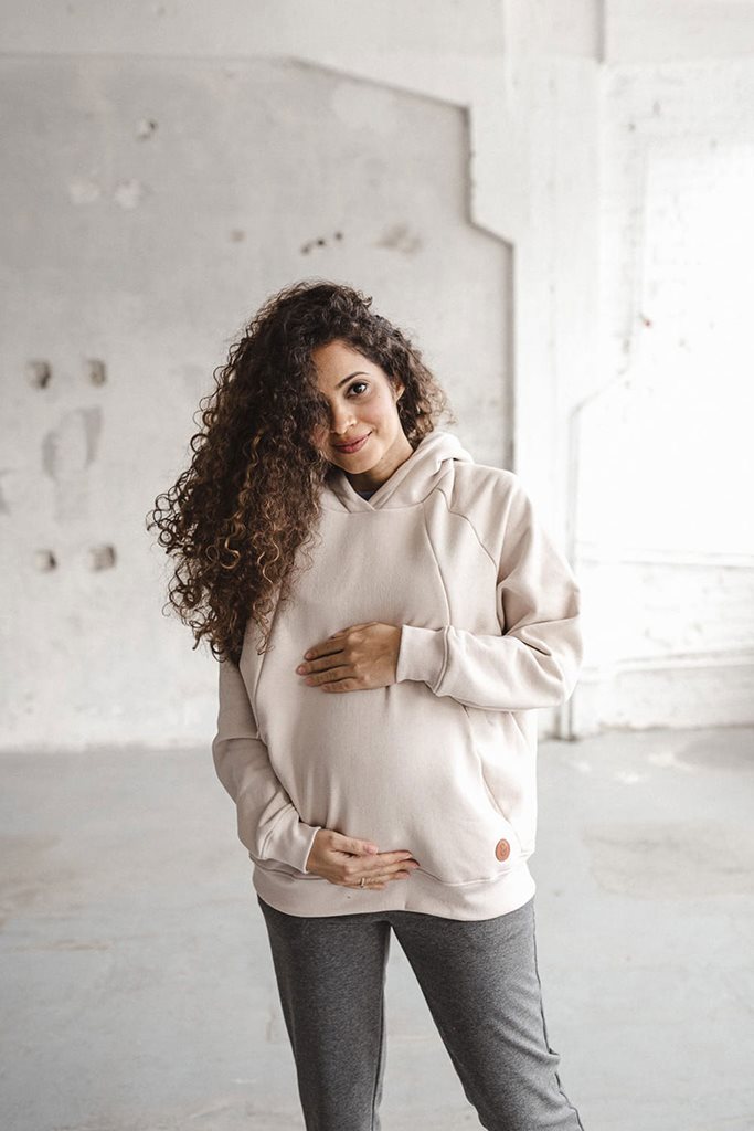 E-shop Tehotenská a dojčiaca mikina Motherhood oversize milk & love béžová, XL - 52770