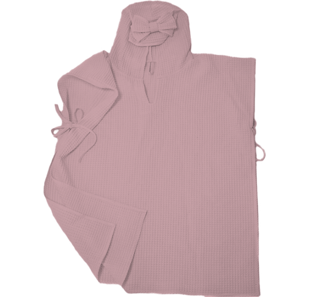 E-shop LevinFelin Levin Felin Detské pončo s kapucňou a mašličkou, vafle/mauve
