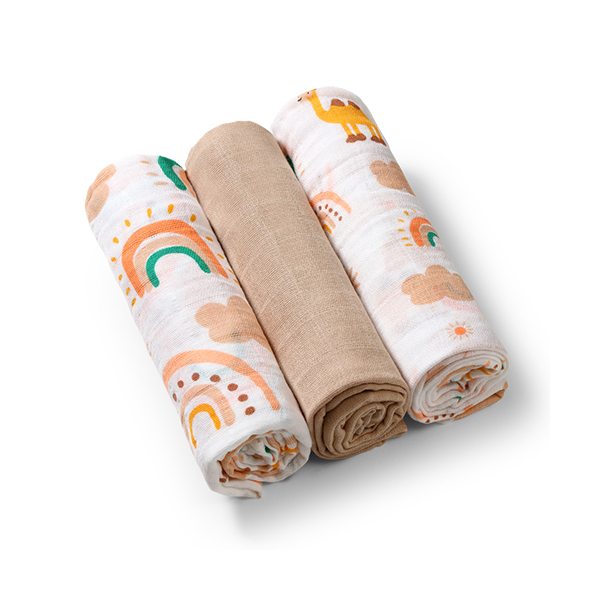 E-shop BABYONO Plienky mušelínové Super soft 3 ks - béžová
