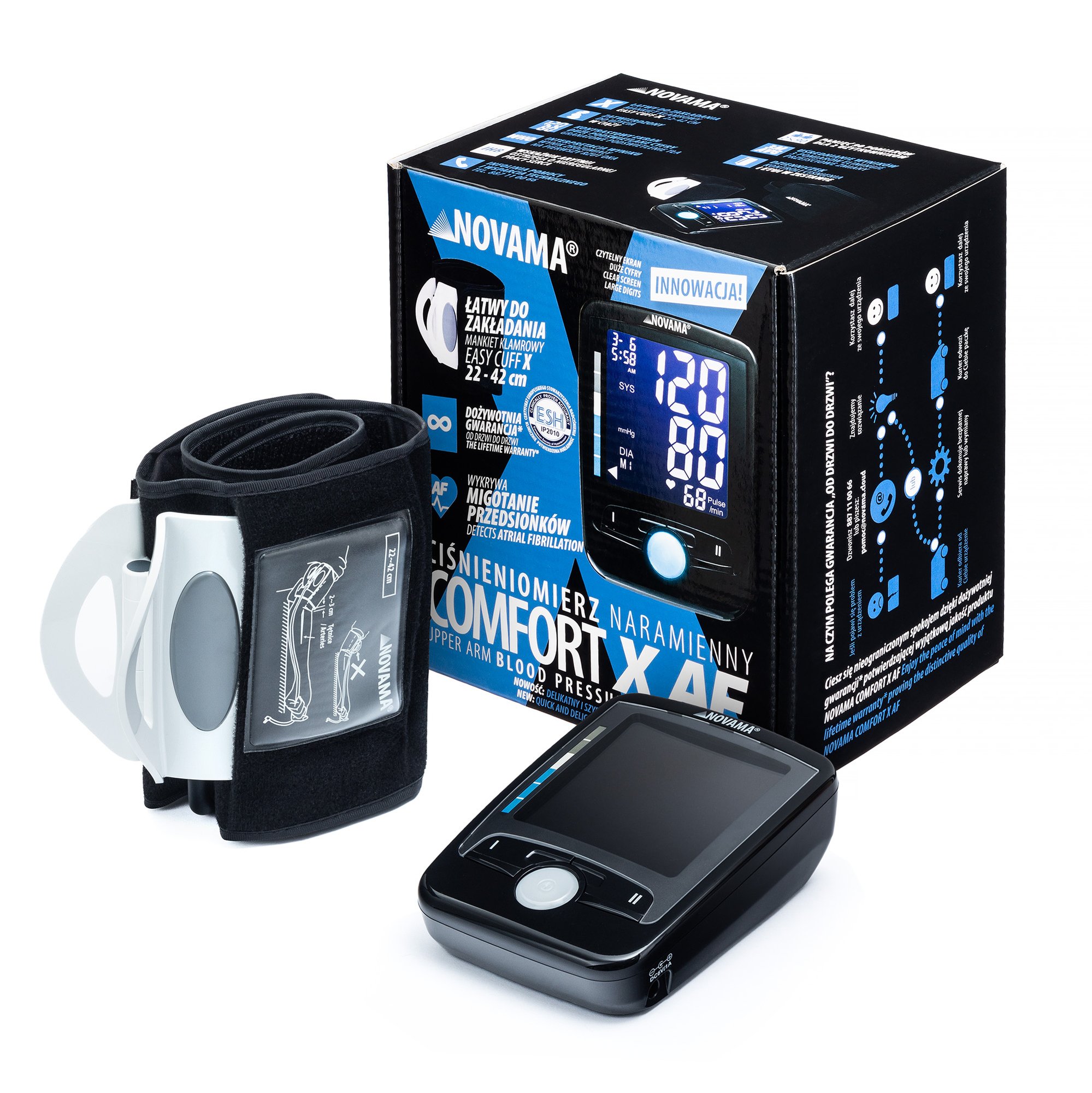 E-shop NOVAMA Comfort X AF Digitálny tlakomer s detekciou fibrilácie predsiení + adaptér