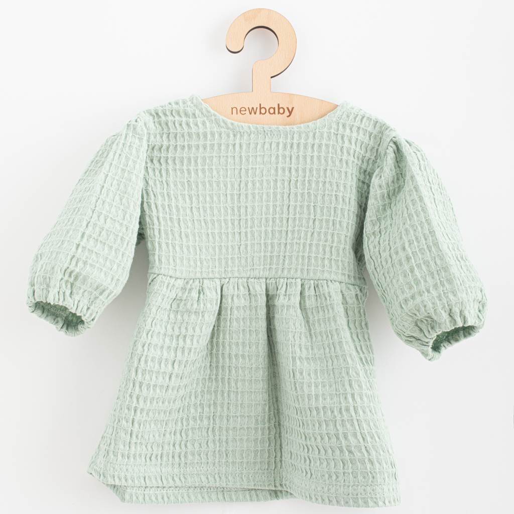 E-shop Dojčenské mušelínové šaty New Baby Comfort clothes šalviová, 68 (4-6m) - 53398
