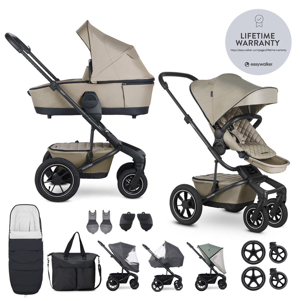 EASYWALKER Kočík kombinovaný Harvey⁵ Premium Pearl Taupe XXL AIR + volant ZDARMA