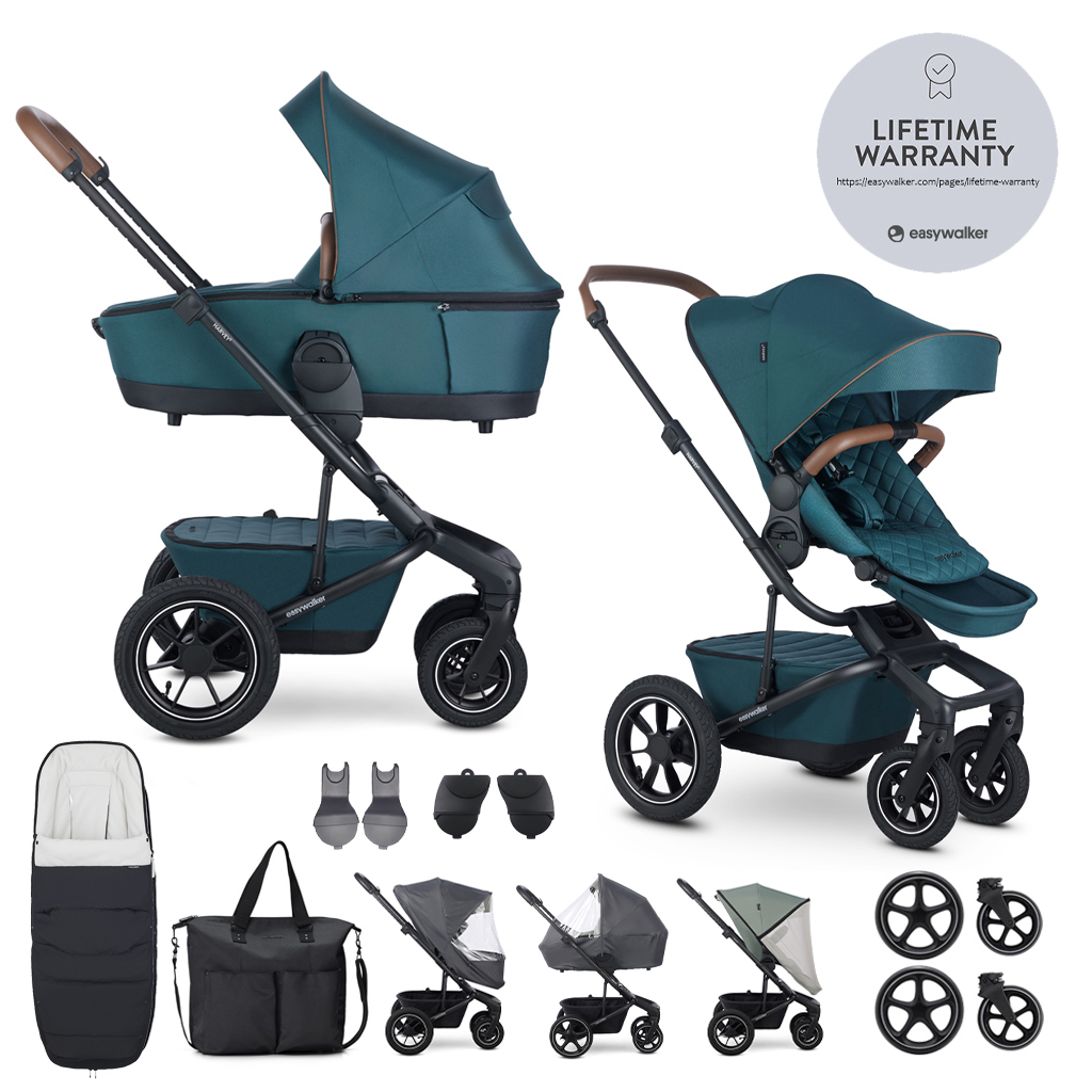 EASYWALKER Kočík kombinovaný Harvey⁵ Premium Jade Green XXL AIR + volant ZDARMA