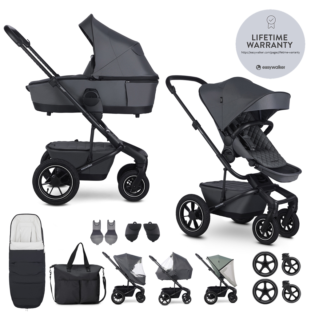 EASYWALKER Kočík kombinovaný Harvey⁵ Premium Mineral Grey XXL AIR + volant ZDARMA