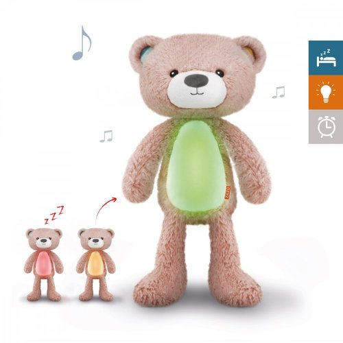 E-shop Zazu Medvedík BRODY ružový - sleeptrainer s melódiami a nočným svetlom