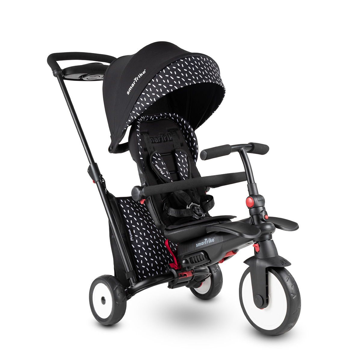 E-shop Smart Trike Skladacia detská trojkolka / kočík 7v1 STR™5, čierno-biely