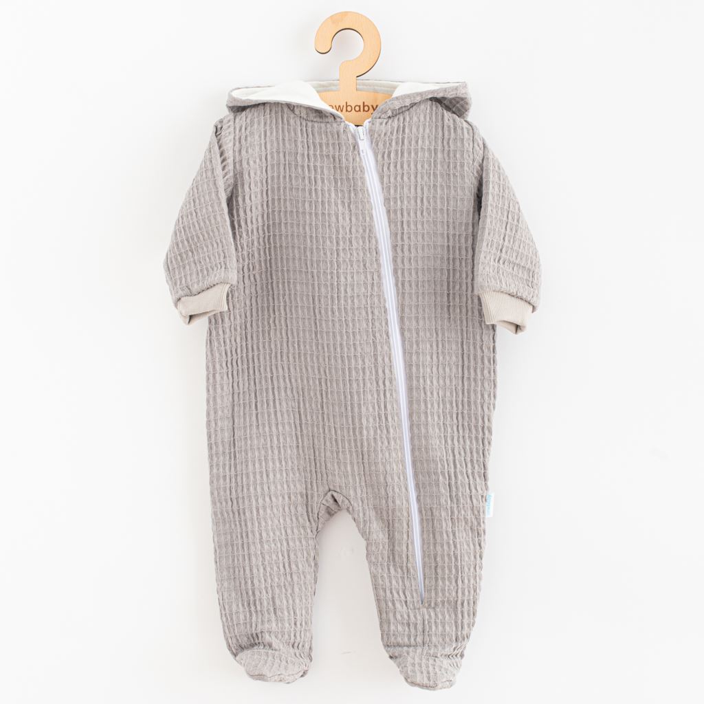 E-shop Dojčenský mušelínový overal s kapucňou New Baby Comfort clothes sivá, 80 (9-12m) - 53394