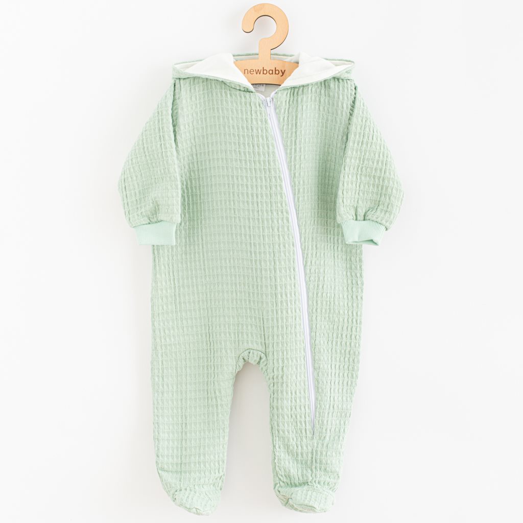 E-shop Dojčenský mušelínový overal s kapucňou New Baby Comfort clothes šalviová, 80 (9-12m) - 53395