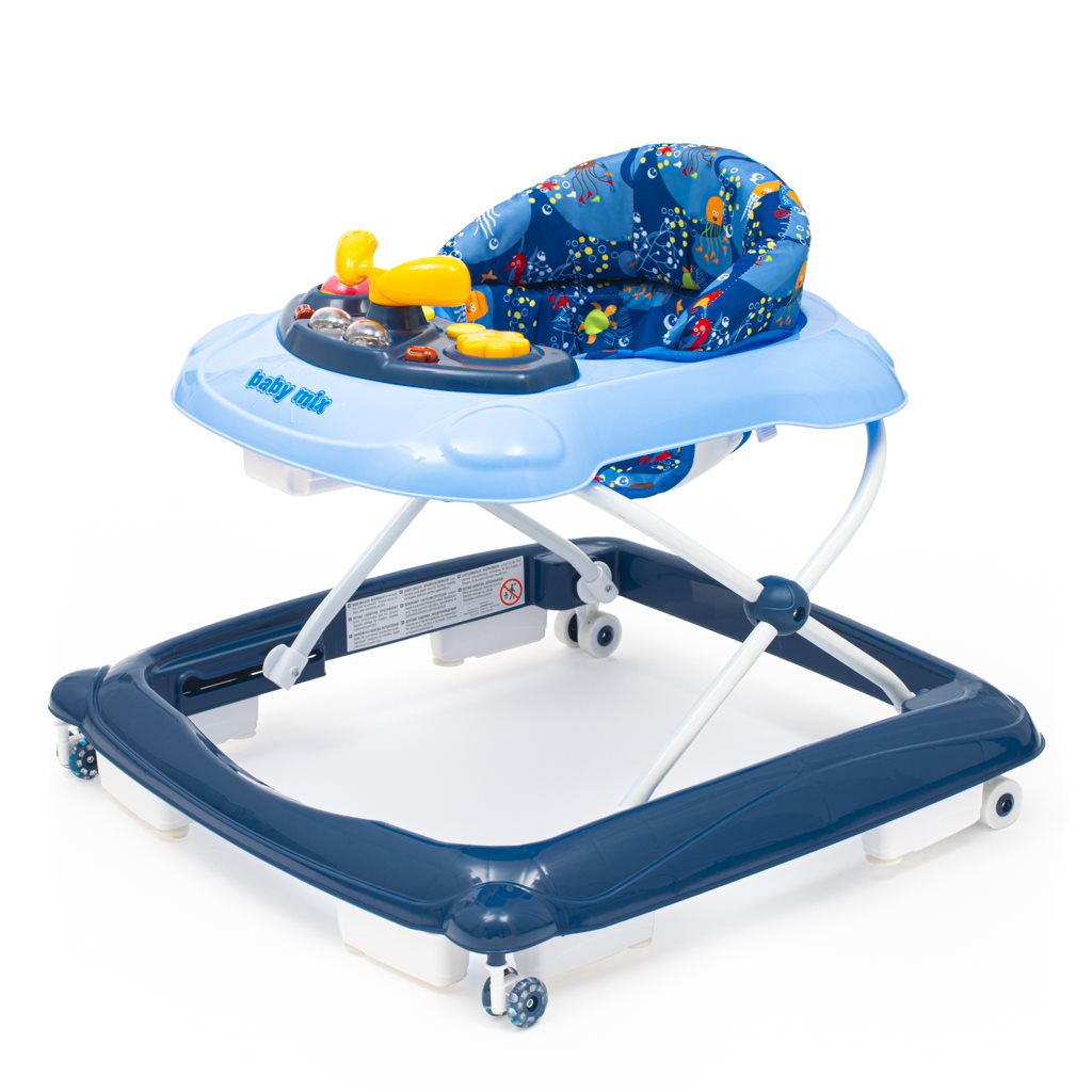E-shop Detské chodítko Baby Mix s volantom a silikónovými kolieskami tmavo modrá - 53265