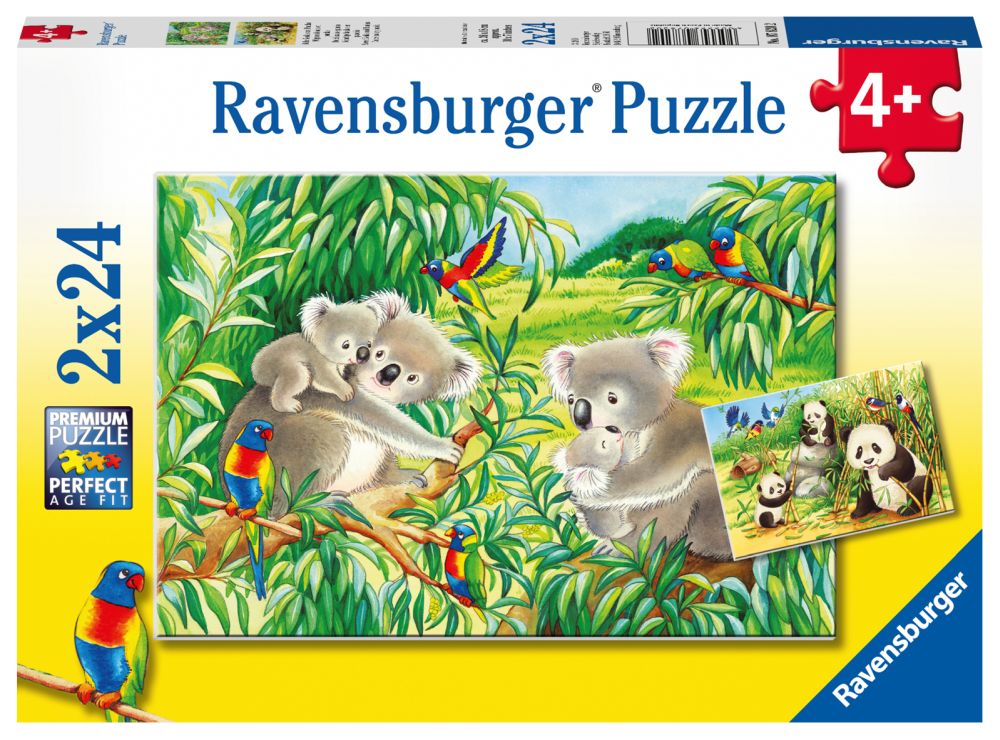 E-shop Ravensburger Roztomilé koaly a pandy 2x24 dielikov