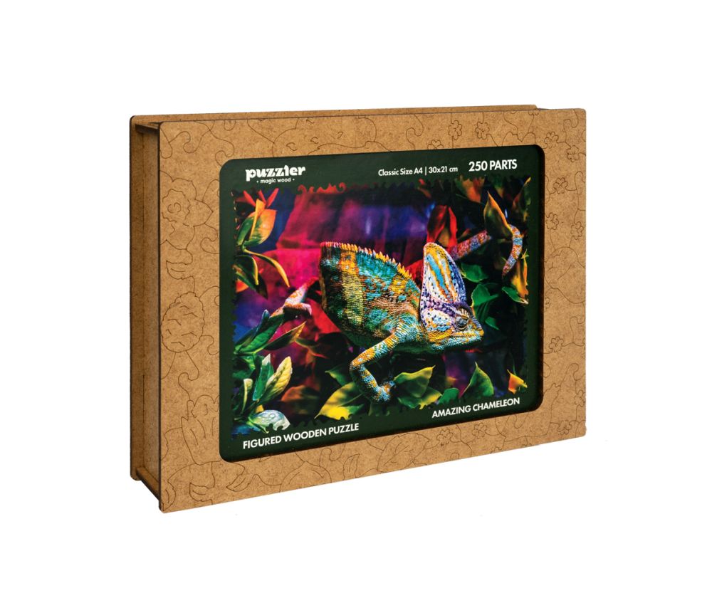 E-shop Puzzler DREVENÉ FAREBNÉ PUZZLE - Úžasný chameleón