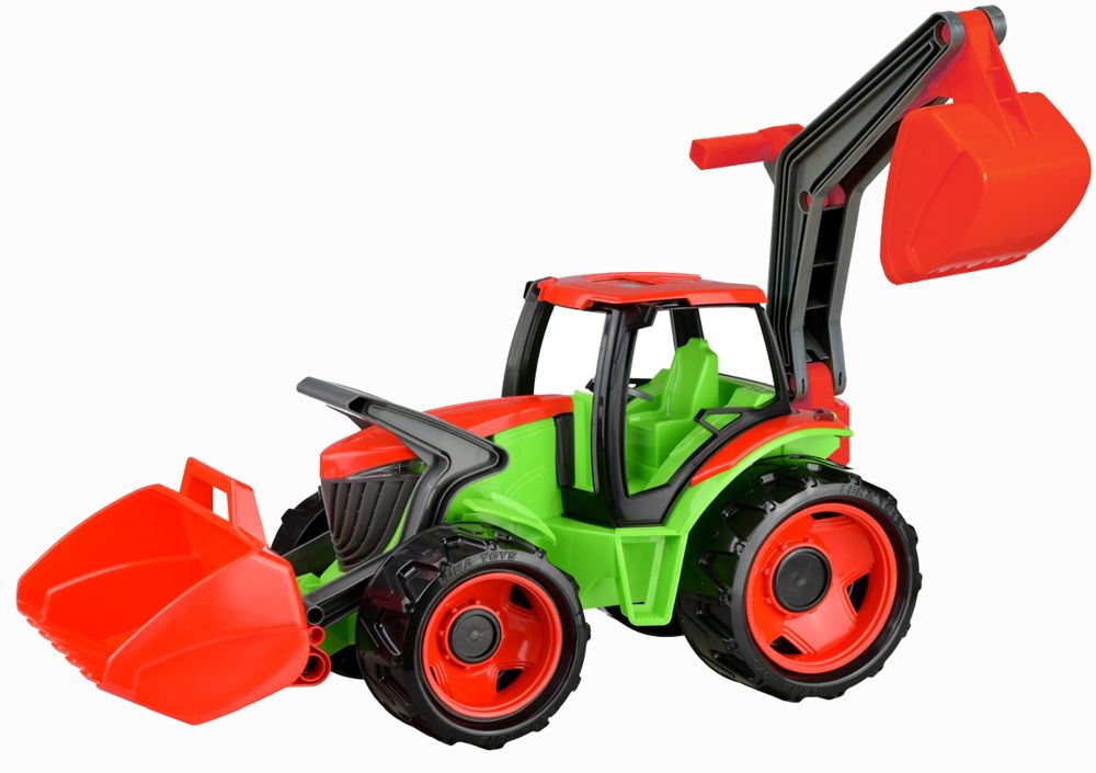 E-shop Lena Traktor s lyžicou a bagrom, zelenočervený