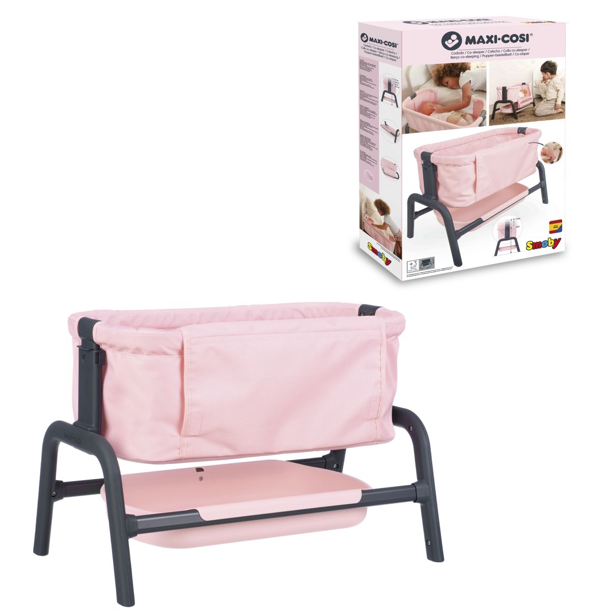 E-shop Smoby Postýlka Maxi Cosi svetle růžová pre bábiky