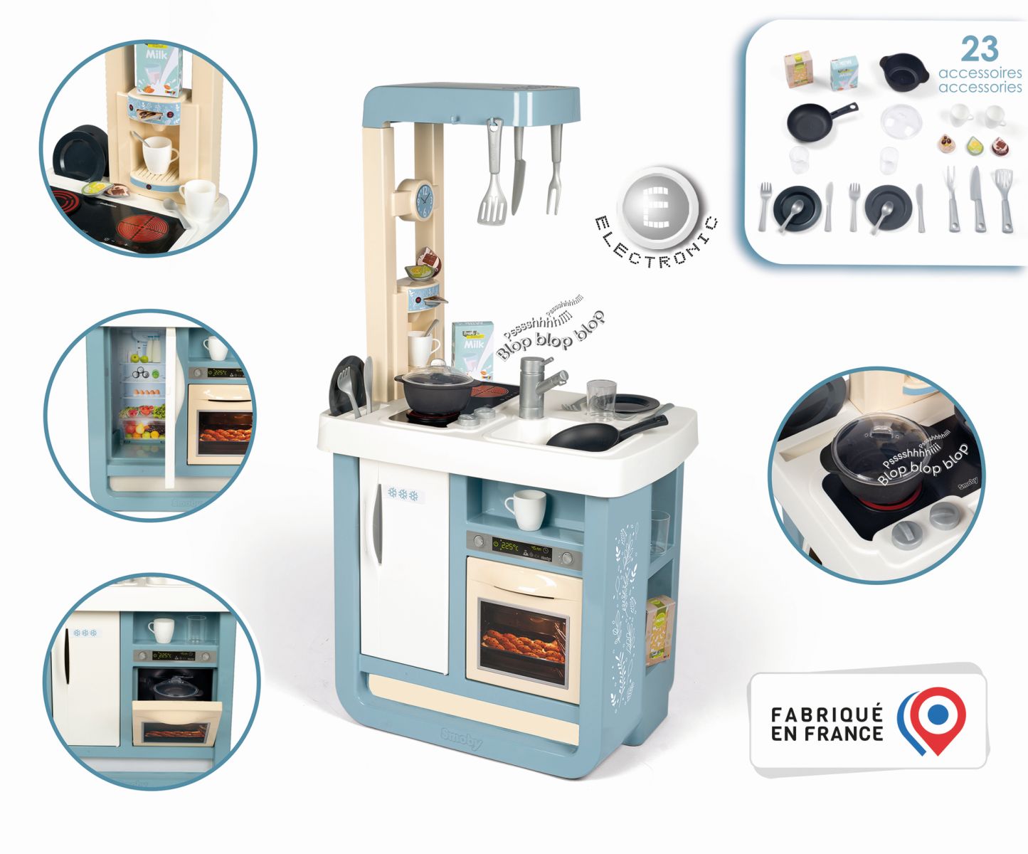 E-shop Smoby Kuchynka Bon Appetit elektronická, modro-biela